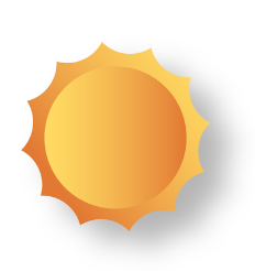 Bright sun icon representing energy and sustainability for Reliable Charge EV charging solutions